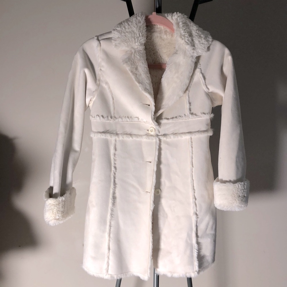 Kid’s White Faux Fur Winter Coat